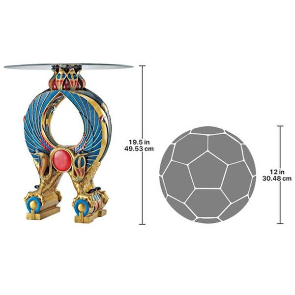 Wings of Horus Egyptian Altar Side Table Falcon God Glass Accent piece